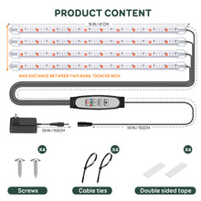 Load image into Gallery viewer, Niello 1Pack 4 Bars Grow Light Strips for Indoor Plants with Auto ON/Off Timer 6/12/18H, 5 Dimmable Levels for Shelves Plant Growing(Pack 1)