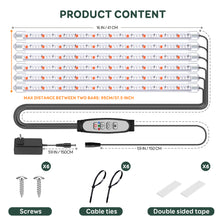 Load image into Gallery viewer, Niello  1Pack 6 Bars Grow Light Strips for Indoor Plants with Auto ON/Off Timer 6/12/18H, 5 Dimmable Levels for Shelves Plant Growing (6 Bars, 1 Pack)