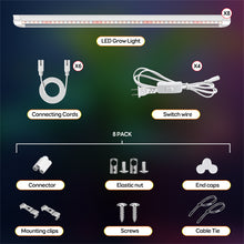 Load image into Gallery viewer, Niello 8Pack T8 plant lamp, 60cm LED grow lamp for indoor plants, 660nm/3000K/5000K with reflector/daisy chain for sowing, greenhouse, grow shelves