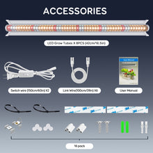 Load image into Gallery viewer, Niello 8Pack T5 plant lamp, 42cm LED grow lamp for indoor plants, 660nm/3000K/5000K with reflector/daisy chain for sowing, greenhouse, grow shelves