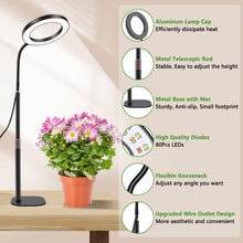 Load image into Gallery viewer, Niello 1Heads Plant Light for Indoor Plants, Desk LED Grow Lamp, Full Spectrum Grow Light, Height Adjustable, Automatic Timer with 3/9/12 Hours, Ideal for Growing Small Plants
