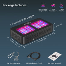 Load image into Gallery viewer, NIELLO M300 Full Spectrum LED Grow Light, Grow lamp for indoor plants with VEG/BLOOM