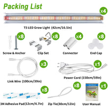 Load image into Gallery viewer, Niello 4Pack T5 plant lamp, 42cm LED grow lamp for indoor plants, 660nm/3000K/5000K with reflector/daisy chain for sowing, greenhouse, grow shelves
