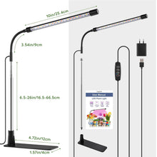 Load image into Gallery viewer, 1Pack Grow Light, LED Plant Light for Indoor Plant Growing, Full Spectrum Desk Grow Strip with Base,10 Dimmable Levels, Plant Lamp with Auto Timer for 3/9/12H, Height Adjustable16cm-66cm/ 6.5"-26"