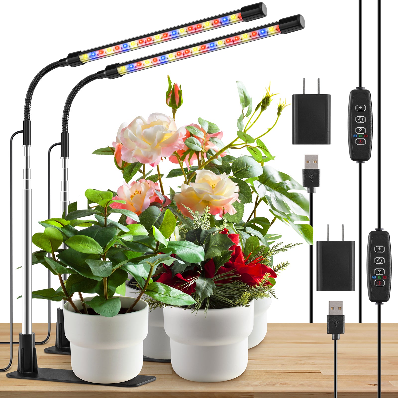 grow lights height above plants NIELLO 4-Heads White Plant Grow Light – Niello Shop