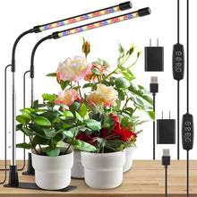 Load image into Gallery viewer, 2Pack Grow Light, LED Plant Light for Indoor Plant Growing, Full Spectrum Desk Grow Strip with Base,10 Dimmable Levels, Plant Lamp with Auto Timer for 3/9/12H, Height Adjustable16cm-66cm/ 6.5"-26"
