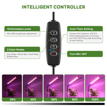 Load image into Gallery viewer, 1Pack Grow Light, LED Plant Light for Indoor Plant Growing, Full Spectrum Desk Grow Strip with Base,10 Dimmable Levels, Plant Lamp with Auto Timer for 3/9/12H, Height Adjustable16cm-66cm/ 6.5"-26"