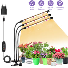 Load image into Gallery viewer, Niello 3head grow lamp LED, full spectrum plant light with timer, 3 color modes and 10 levels dimmable, growth lamp for indoor plants, houseplants