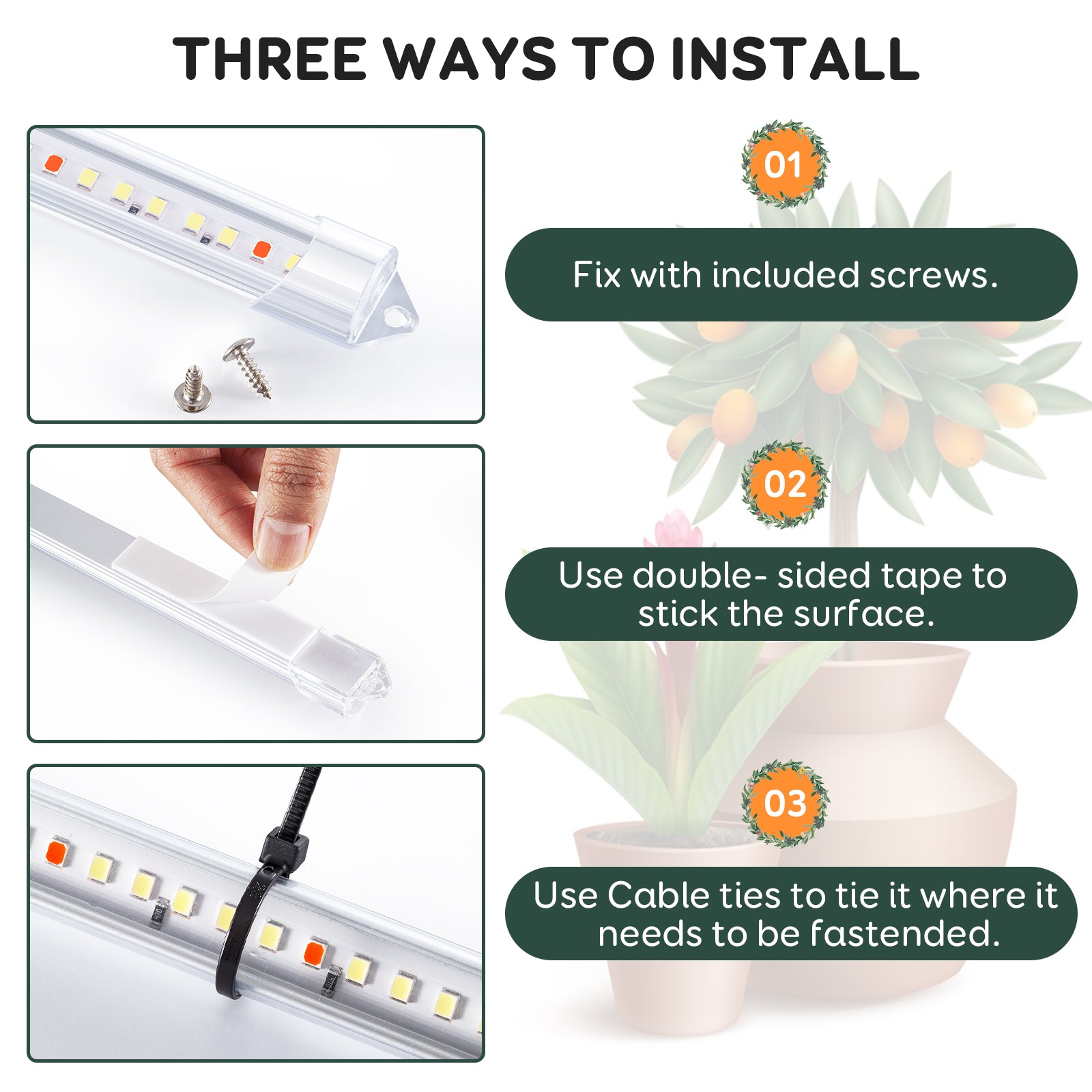 stick on grow lights for plants Niello 2Pack 4 Bars Grow Light Strips for Indoor Plants with Auto ON/O –  Niello Shop