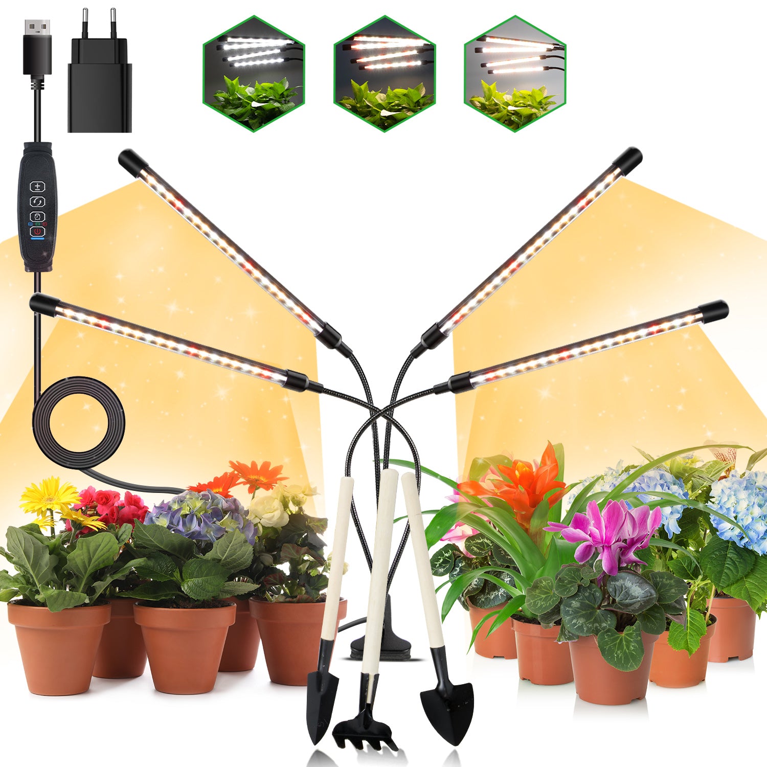 white grow light for plants NIELLO 4-Heads White Plant Grow Light – Niello Shop