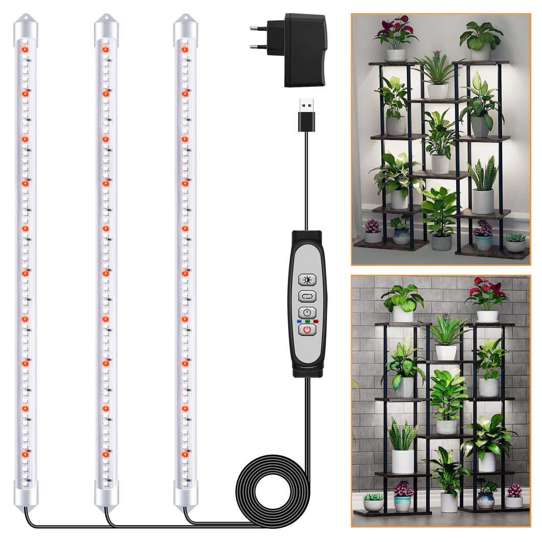 Niello 3 Bars Grow Light Strips for Indoor Plants with Auto ON/Off Timer 6/12/18H, 5 Dimmable Levels for Shelves Plant Growing (3 Bars, 1 Pack)