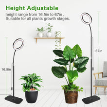 Load image into Gallery viewer, 1 Head Grow Lights for Indoor Plants with Stand, 3 Color Modes Plant Light with Timer 3/9/16H, 5 Dimmable Levels, 58cm~170cm Adjustable Height for Large Plants
