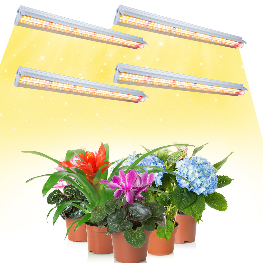 Niello 4Pack T5 plant lamp, 42cm LED grow lamp for indoor plants, 660nm/3000K/5000K with reflector/daisy chain for sowing, greenhouse, grow shelves